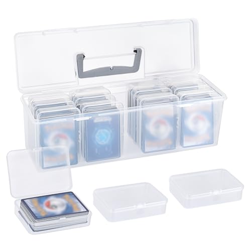 OGANAZI Plastik Sammelkarten Box Transparente Spielkarten Organizer mit 13 kleinen Kartenboxen Tragbare Aufbewahrungsbox mit Griff und Deckel, Sortierboxen für Mehrere Karten, Schmuck, Sammelkarten von OGANAZI