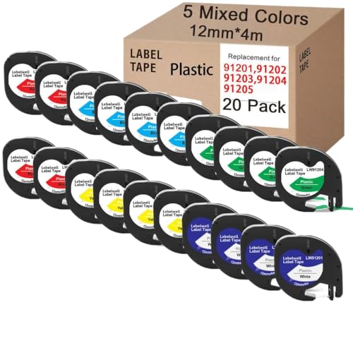 20pcs 12267 91201 Schwarz auf weißem Kunststoff-Etikett mit Etikettendruckermodellen LT-100H LT100H EVA-Druckerhülle Aftermarket Ersatz(20pk gemischte LT -Bänder) von OGBtkLOrs
