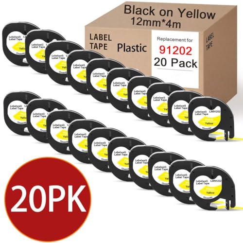 20pcs 12267 91201 Schwarz auf weißem Kunststoff-Etikett mit Etikettendruckermodellen LT-100H LT100H EVA-Druckerhülle Aftermarket Ersatz(20pk schwarz auf Gelb) von OGBtkLOrs