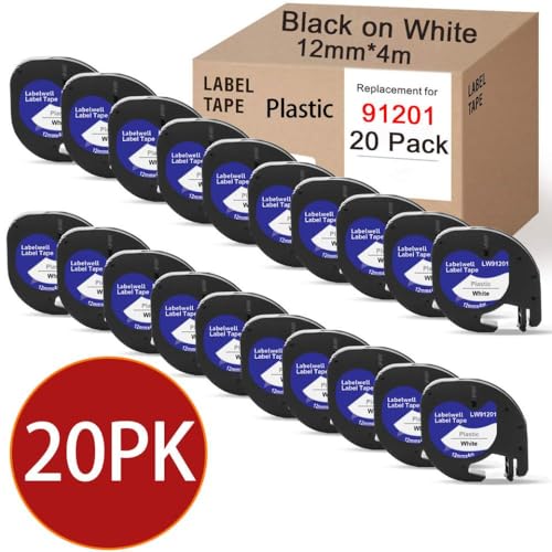 20pcs 12267 91201 Schwarz auf weißem Kunststoff-Etikett mit Etikettendruckermodellen LT-100H LT100H EVA-Druckerhülle Aftermarket Ersatz(20pk schwarz auf Weiß) von OGBtkLOrs