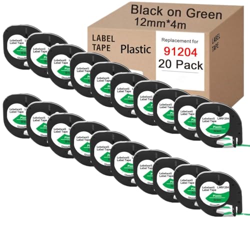 20pcs 12267 91201 Schwarz auf weißem Kunststoff-Etikett mit Etikettendruckermodellen LT-100H LT100H EVA-Druckerhülle Aftermarket Ersatz(20pk schwarz auf grün) von OGBtkLOrs