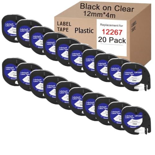 20pcs 12267 91201 Schwarz auf weißem Kunststoff-Etikett mit Etikettendruckermodellen LT-100H LT100H EVA-Druckerhülle Aftermarket Ersatz(20pk schwarz auf klar) von OGBtkLOrs