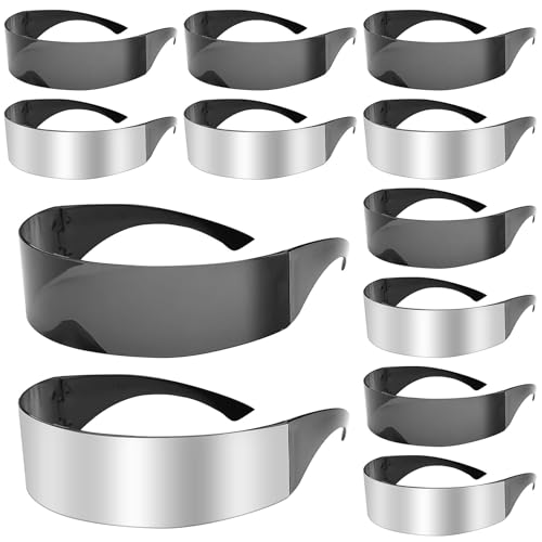 OGMBI Futuristische Zyklop-Sonnenbrille, 80er-Jahre-Cyber-Sonnenbrille, durchscheinende verspiegelte Gläser für Damen und Herren, Punk, zukünftiger Stil, Kostüm, Cosplay, 12 Stück OGMBI Futuristische Zyklop-Sonnenbrille, 80er-Jahre-Cyber-Sonnenbrille, durchscheinende verspiegelte Gläser für Damen und Herren, Punk, zukünftiger Stil, Kostüm, Cosplay, 12 Stück von OGMBI