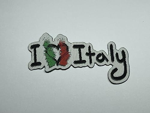 Patch-Aufnäher aus HD/Jacquard (High Definition) I Love Italy, zum Aufbügeln, Mikrofaden, Maße: H.cm 3,5 x L. cm 8 - Made in Italy von OGNIBENE S.R.L.S.