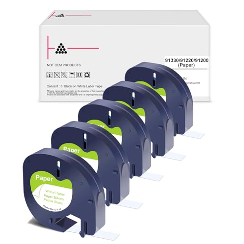 12mm x 4m 91220 91200 Papier Weiß Kompatibel mit Dymo Etikettenband, Kompatibel mit Dymo Letratag Etikettenband White Paper S0721510 für Letratag LT-100H LT-100T XR 200B von OGOUGUAN