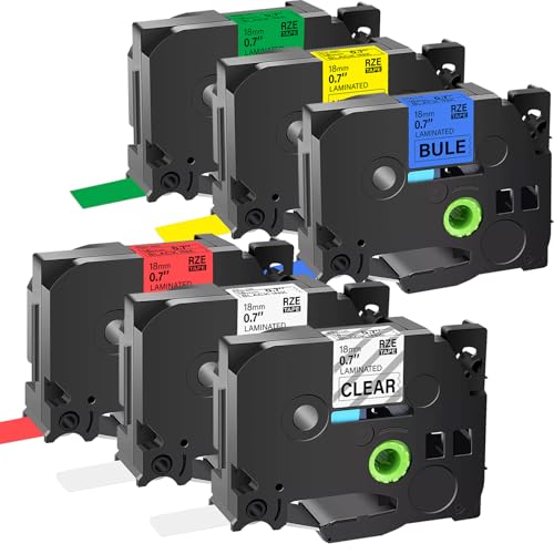 6 x TZ 18 mm Etikettenband, kompatibel mit Brother P-touch TZe, Farbe 0,7, für PT-D400 PT-P710bt D400VP PT D600VP PT-P750W, TZe-141 241 441 541 641 641 741 6 x TZ 18 mm Etikettenband, kompatibel mit Brother P-touch TZe, Farbe 0,7, für PT-D400 PT-P710bt D400VP PT D600VP PT-P750W, TZe-141 241 441 541 641 641 741 von OGOUGUAN