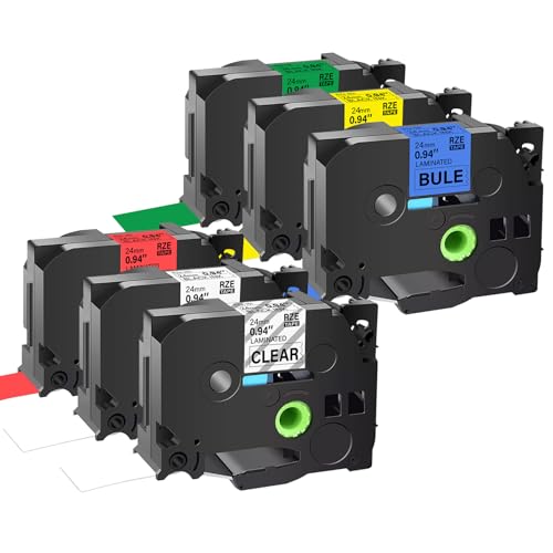 6 x kompatible Ersatzbänder für Brother P-touch 24 mm TZ Etiketten TZe-151 251 451 551 651 751 Kassette für Ptouch PT-E550W PT-P750W D600 PT-P710BT P750WVP E550WVP D600VP 6 x kompatible Ersatzbänder für Brother P-touch 24 mm TZ Etiketten TZe-151 251 451 551 651 751 Kassette für Ptouch PT-E550W PT-P750W D600 PT-P710BT P750WVP E550WVP D600VP von OGOUGUAN