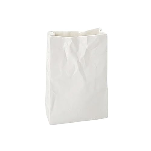 Vasen Weiße Vase, dekorative Keramikvasen in Form Einer plissierten Papiertüte, for Blumen, Pflanzen, Tafelaufsätze for den Esstisch Vasen Weiße Vase, dekorative Keramikvasen in Form Einer plissierten Papiertüte, for Blumen, Pflanzen, Tafelaufsätze for den Esstisch von OGYJMSFN