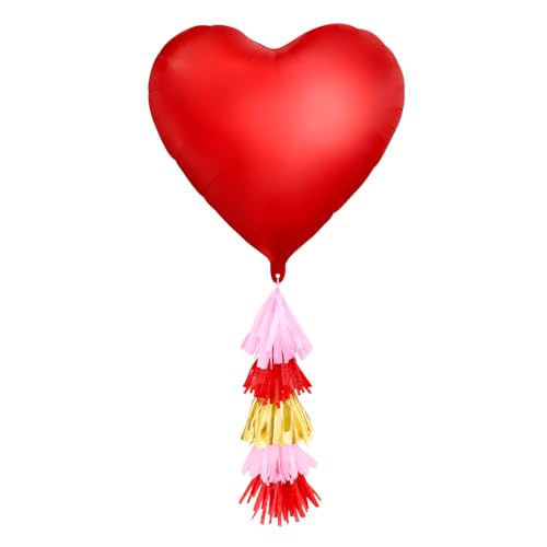 1 Stück - Folienballon Herzform 75 cm mit Tassel Höhe 19 cm - Valentinstag Dekoration Valentinstag Ballon Valentinstag Folienballon Herz von OH YEAH
