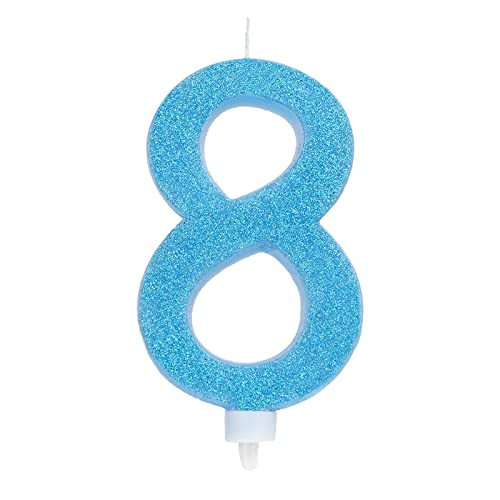15,5 cm große Geburtstagskerzen zum 8. Geburtstag, blau, Glitzer-Effekt, ideal für Geburtstagsfeiern, Jubiläen, Babypartys, Partys, Feiern, Gold- oder Silberhochzeiten, 1 Stück 15,5 cm große Geburtstagskerzen zum 8. Geburtstag, blau, Glitzer-Effekt, ideal für Geburtstagsfeiern, Jubiläen, Babypartys, Partys, Feiern, Gold- oder Silberhochzeiten, 1 Stück von OH YEAH
