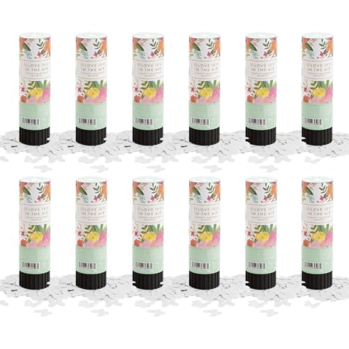 OH YEAH - 12 Stück - Konfettikanone mit weißen Schmetterlingen, 15 cm, Konfetti, Schmetterlinge, weiß, Hochzeit, Party, Events, Partykanone, 15 cm, einfache Verwendung OH YEAH - 12 Stück - Konfettikanone mit weißen Schmetterlingen, 15 cm, Konfetti, Schmetterlinge, weiß, Hochzeit, Party, Events, Partykanone, 15 cm, einfache Verwendung von OH YEAH
