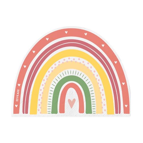 OH YEAH - 20 Servietten aus doppellagigem Papier Regenbogen Rosa - 33 x 33 cm - 20 Stück - Servietten in Form von Geburtstag - Tischdekoration für Kinderpartys - Doppellagiges Papier von OH YEAH