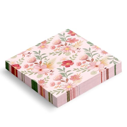 OH YEAH 30 Servietten, 2-lagig, 33 x 33 cm, Blumenmuster, Rosa von OH YEAH
