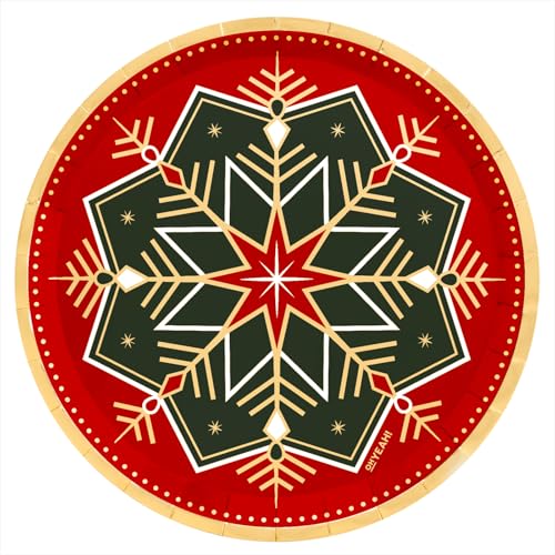 OH YEAH 6 Pappteller, Weihnachten, Winter, dreifarbig, 23 cm, Metallic-Effekt, Schneeflocke, Rot, Weihnachtsdekoration, einzigartiges Design OH YEAH 6 Pappteller, Weihnachten, Winter, dreifarbig, 23 cm, Metallic-Effekt, Schneeflocke, Rot, Weihnachtsdekoration, einzigartiges Design von OH YEAH