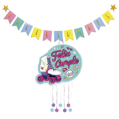 OH YEAH Piñata, Kindergeburtstag, Schlittschuh mit Girlande, große Geburtstags-Piniata, Dekoration für Kinderpartys, Girlande zum Geburtstag, 5 m, Piñata-Skates, 46,2 x 41 cm, einfache Montage OH YEAH Piñata, Kindergeburtstag, Schlittschuh mit Girlande, große Geburtstags-Piniata, Dekoration für Kinderpartys, Girlande zum Geburtstag, 5 m, Piñata-Skates, 46,2 x 41 cm, einfache Montage von OH YEAH