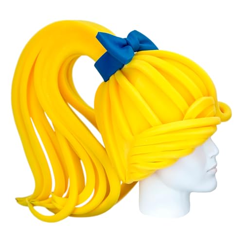 OH YEAH Riesige Schaumstoffperücke mit blonden Pferdeschwänzen, 42 cm hoch x 23 cm lang, originelles Zubehör, verrückte Stunde, Kostüme, Hochzeiten, Themenveranstaltungen, große Schaumstoffhaare von OH YEAH