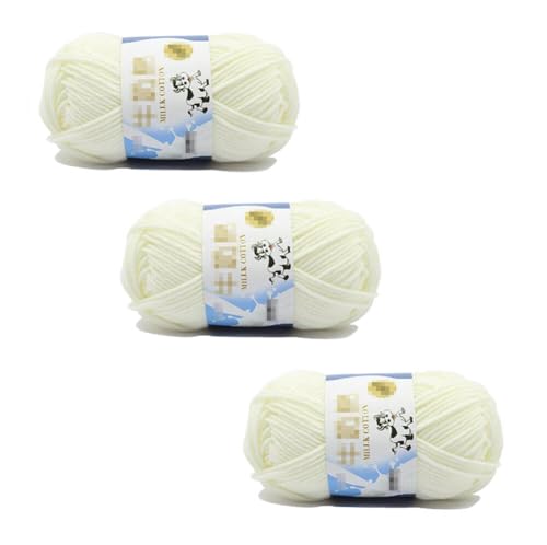 3 Rollen, 50 g, Milchgarn, Baumwollgarn, weich, DIY, Handstricken, Basteln, Häkelgarn für Schal, Pullover, Mützen, Schals, Handarbeiten, Häkeln, Stricken 3 Rollen, 50 g, Milchgarn, Baumwollgarn, weich, DIY, Handstricken, Basteln, Häkelgarn für Schal, Pullover, Mützen, Schals, Handarbeiten, Häkeln, Stricken von OHEETU