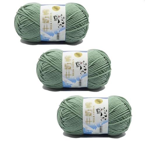 OHEETU 3 Rollen 50 g Milch-Baumwollgarn, weiches Strickgarn für Schals, Pullover, Mützen, Schals, Handarbeiten OHEETU 3 Rollen 50 g Milch-Baumwollgarn, weiches Strickgarn für Schals, Pullover, Mützen, Schals, Handarbeiten von OHEETU