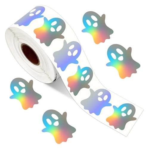 500 Stück/Rolle Halloween-Geister-Aufkleber, selbstklebend, glitzernd, Geistermuster, Papieraufkleber für Umschläge, Party-Dekoration 500 Stück/Rolle Halloween-Geister-Aufkleber, selbstklebend, glitzernd, Geistermuster, Papieraufkleber für Umschläge, Party-Dekoration von OHEETU