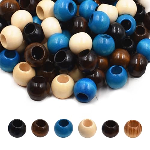 60 Stück runde Vintage-Holzperlen, 20 mm, mit 10 mm Loch, lose Abstandshalter aus Holz, für DIY-Schmuck, Armbänder, Basteln (6 Farben) von OHEETU