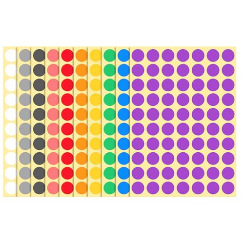 Bunte Punkte-Aufkleber, selbstklebend, Mehrzweck, beschreibbar, rund, selbstklebend, Namensschilder für Schule, Geschenk, Bastelkarten, 10 Blatt/700 Stück Bunte Punkte-Aufkleber, selbstklebend, Mehrzweck, beschreibbar, rund, selbstklebend, Namensschilder für Schule, Geschenk, Bastelkarten, 10 Blatt/700 Stück von OHEETU