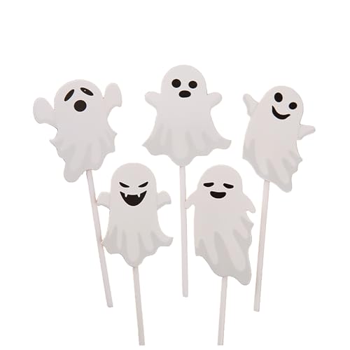 Cupcake-Aufsätze, Halloween-Geister-Design, niedlich, Weiß, 50 Stück, gruselige Themen-Zahnstocher für Party-Dekorationen Cupcake-Aufsätze, Halloween-Geister-Design, niedlich, Weiß, 50 Stück, gruselige Themen-Zahnstocher für Party-Dekorationen von OHEETU