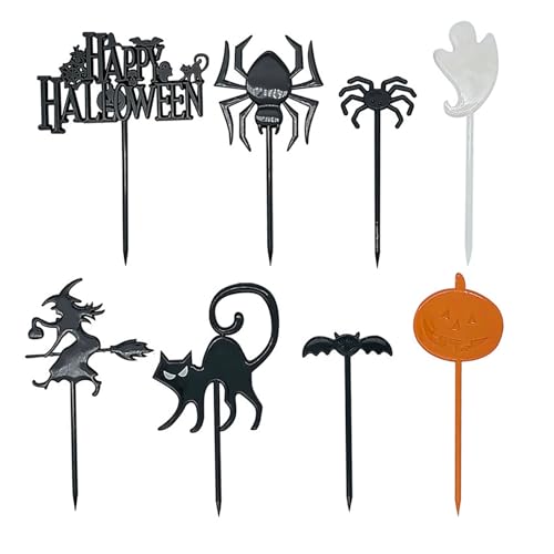Halloween-Cupcake-Aufsätze aus Kunststoff, niedlicher Geist, Kürbis, Fledermaus, Katze, Muster, Kuchenspieße, Zahnstocher für Party-Dekoration, 40 Stück Halloween-Cupcake-Aufsätze aus Kunststoff, niedlicher Geist, Kürbis, Fledermaus, Katze, Muster, Kuchenspieße, Zahnstocher für Party-Dekoration, 40 Stück von OHEETU