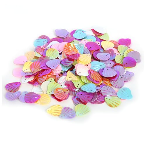 Muschel-Pailletten in Muschelform, 20 g, mit 2 Löchern, Glitzerflocken für DIY, Basteln, Applikation, Nähen, Kleidung, Ohrringe (ca. 400 Stück) von OHEETU