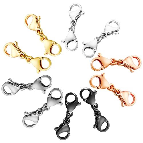 OHINGLT Doppelter Karabinerverschluss, Halsketten-Verlängerung, Armband-Verlängerung, Gold- und Silber-Karabinerverschlüsse für DIY-Schmuckherstellung von OHINGLT