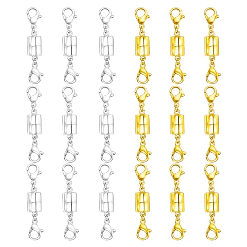 OHINGLT Extra starke magnetische Schmuckverschlüsse für Halskettenverlängerung mit doppeltem Karabinerverschluss, magnetische Halskettenverschlüsse und Verschlüsse, Armbandverbinder für Damen OHINGLT Extra starke magnetische Schmuckverschlüsse für Halskettenverlängerung mit doppeltem Karabinerverschluss, magnetische Halskettenverschlüsse und Verschlüsse, Armbandverbinder für Damen von OHINGLT