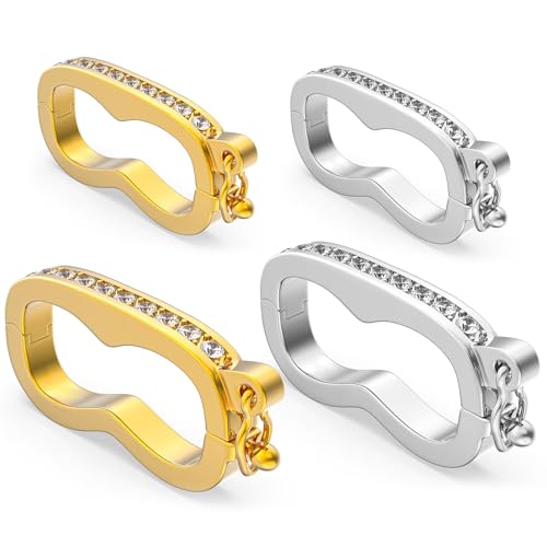 OHINGLT Halsketten-Kürzer, Perlenverstärker, Druckverschluss mit sicherem Verschluss, Perlenkettenkürzer mit kubischem Zirkonia-Diamant für 6–8 mm Perlen von OHINGLT