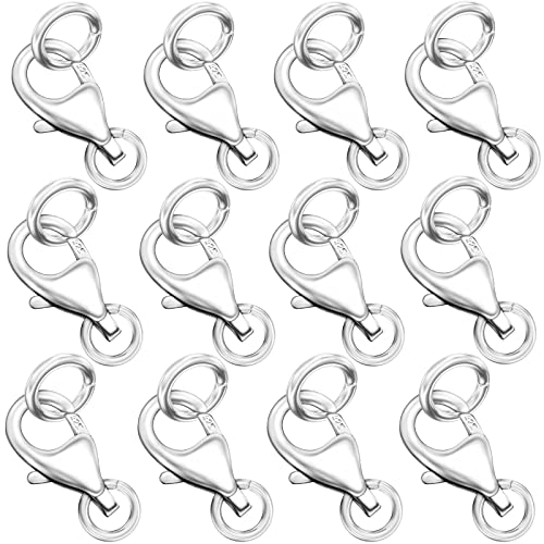 OHINGLT Karabinerverschluss aus 925er Sterling Silber mit geschlossenen Ringen, Halskettenverschlüssen und Verschlüssen, geeignet für Schmuckherstellung, Halsketten, Armbänder, Made in Italy von OHINGLT