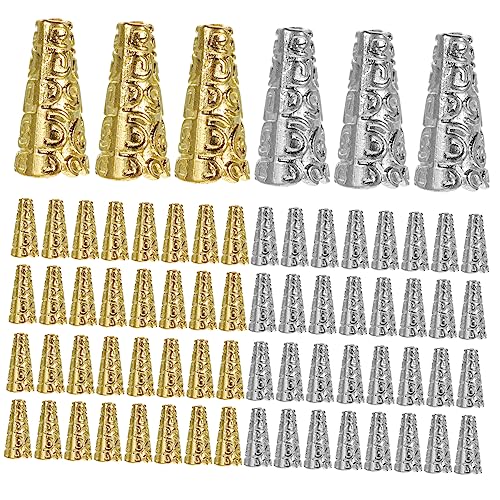 OHPHCALL 100Stücke Quastenstopper für DIY Schmuckherstellung Endkappen für Ohrringe und Halsketten für Bastelprojekte Antik Silberne und Goldene von OHPHCALL