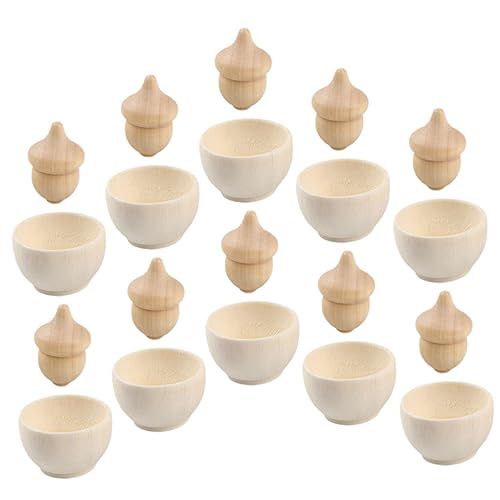 OHPHCALL 10Sätze DIY Holzschalen und Eicheln Malspielzeug für Bastelprojekt Fantasie und Kreativität Unvollendete Holzmodelle für Malen und Dekoration von OHPHCALL