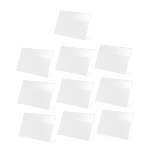 OHPHCALL 10Stücke Förmige Acryl Preisschildhalter Transparente Etikettenständer für Tische Stabiler Display Stand für Informationsanzeigen von OHPHCALL