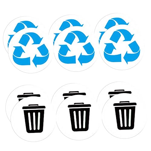 OHPHCALL 12 Stück Selbstklebende Recycling Aufkleber für Mülleimer Wasserdichte Abfalltrennungslabel für Effektive Müllsortierung im und Außenbereich von OHPHCALL