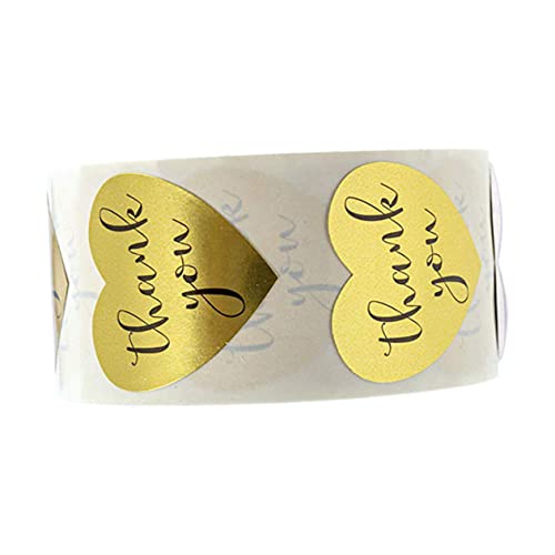 OHPHCALL 1Rolle Roll Goldene Herzform Danke Aufkleber Selbstklebende für Geschenkverpackungen Kreative Deko für Feiern OHPHCALL 1Rolle Roll Goldene Herzform Danke Aufkleber Selbstklebende für Geschenkverpackungen Kreative Deko für Feiern von OHPHCALL