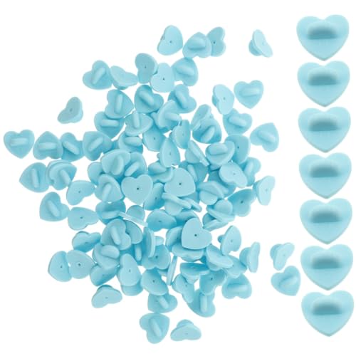 OHPHCALL 200 Stück Schmetterlingshutschnalle abstecknadeln hat clip Pinhalter pinholder Broschennadel Stift liefert Stiftverriegelung zurück Stiftrückseiten für Emaillestifte Gummi Sky-blue von OHPHCALL