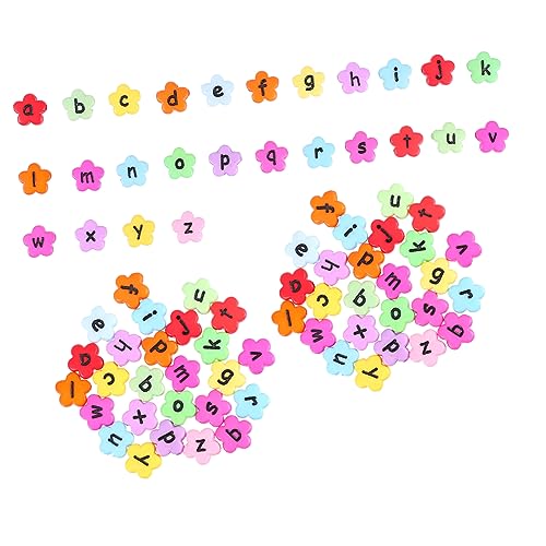 OHPHCALL 200Stücke Acryl Blumenform Buchstabenperlen Bunte DIY Perlen für Schmuckherstellung Armbänder und Mehr Bastelzubehör von OHPHCALL