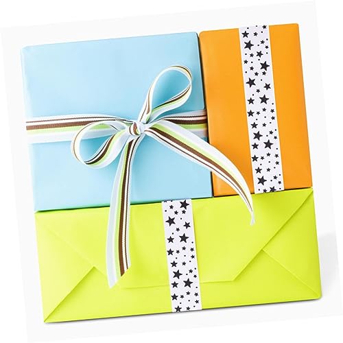 OHPHCALL 22M Handgemachtes Geschenkband Breites Geripptes DIY Band für Kuchen und Weiß mit Sternenmotiv von OHPHCALL