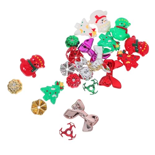 OHPHCALL 24 Stück Teiliges Handbemalter Weihnachtsperlen mit Kappen Rote und Grüne Kunststoffperlen Vielseitig für DIY Schlüsselanhänger Armbänder Halsketten und Schmuckherstellung Einfache von OHPHCALL