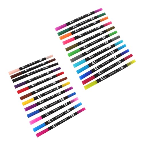 OHPHCALL 24Stücke Aquarell Doppelpinselstifte mit Feiner Spitze Marker für Zeichnen und Journaling Lebendige Farben und Vielseitige Anwendung von OHPHCALL