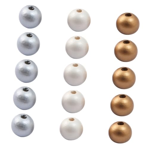 OHPHCALL 300 Stück DIY Holzperlen Silber Gold Perlmuttfarben Runde Schmuckperlen für Armband Halskette Basteln Glatte Oberfläche Langlebig und Hautfreundlich OHPHCALL 300 Stück DIY Holzperlen Silber Gold Perlmuttfarben Runde Schmuckperlen für Armband Halskette Basteln Glatte Oberfläche Langlebig und Hautfreundlich von OHPHCALL
