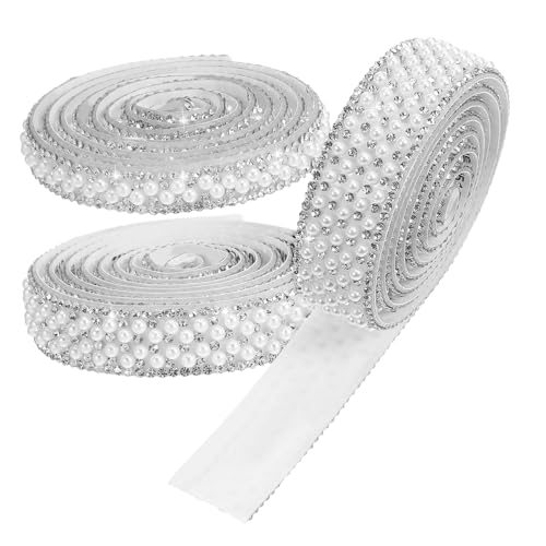 OHPHCALL 3Stücke Strassbänder mit Perlen Selbstklebende Rhinestone Streifen für Dekorationen für Hochzeiten Bastelprojekte und Mehr von OHPHCALL