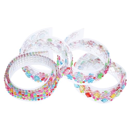 OHPHCALL 4 Rollen Selbstklebendes Strassband DIY Dekoratives Bling Acryl Strass Klebeband für Basteln Geschenkverpackung und Heimdekoration Hitzebeständig und Langlebig von OHPHCALL