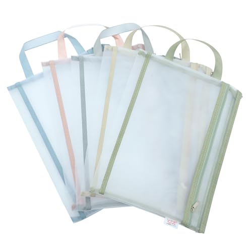 OHPHCALL 5 Stück Teiliges Dokumententaschen Transparente Mesh Zipper Beutel mit Reißverschluss Praktische Aufbewahrungstaschen für Stifte Dateien Reise und Büro Robuste und Sichere von OHPHCALL
