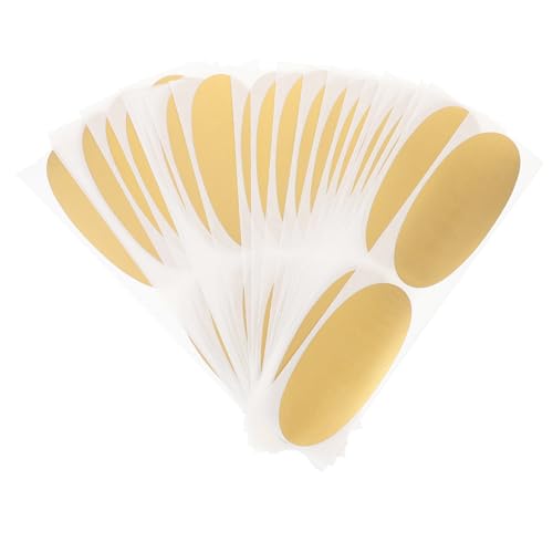 OHPHCALL 50 Stück Ovale Rubbelaufkleber Goldfarben Selbstklebend Scratch Off Sticker für Partyspiele DIY Gewinnkarten Spielrequisiten Beschreibbare Rubbellose für Geburtstagskarten von OHPHCALL