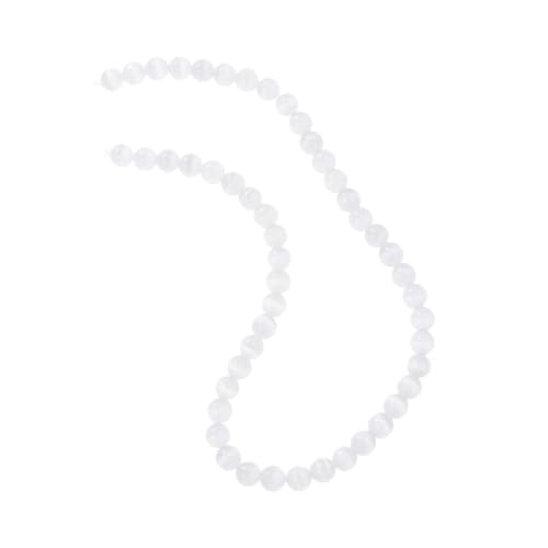OHPHCALL 50 Stück Weiße Katzenauge Edelstein Perlen Strang Natürliche Runde Schmuckperlen zum Auffädeln Vielseitige Beaded Bracelet Dekor für Armbänder und Schmuckherstellung Unisex von OHPHCALL