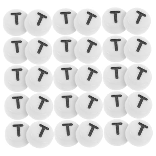 OHPHCALL 500 Stück Buchstabenperlen für Armbänder Langlebige DIY Bastelperlen zum Auffädeln Schwarze Buchstaben Weißem Hintergrund für Freundschaftsarmbänder und Schmuckherstellung von OHPHCALL