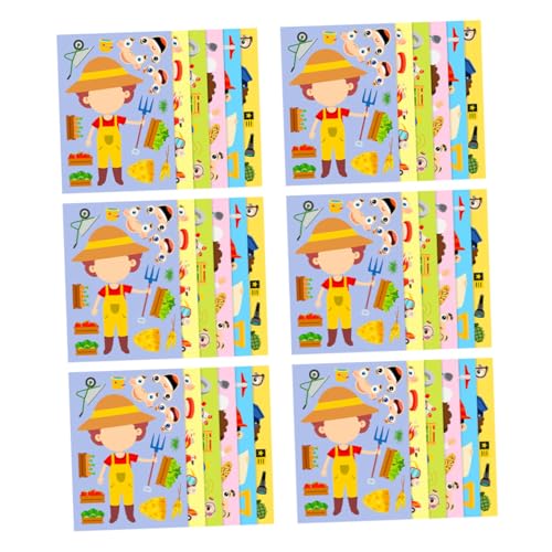 OHPHCALL 6 Sätze Puzzle Sticker mit Bunten Motiven Interaktive DIY Berufskostüm Aufkleber für Fördert Kreatives Lernen und Spielerische Frühförderung bei Schule und Party von OHPHCALL